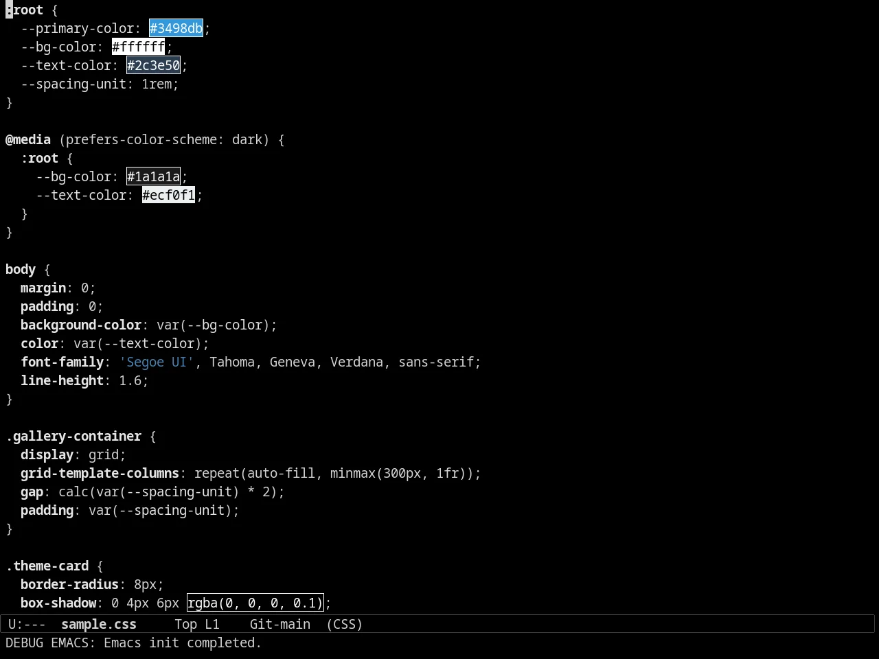 Sexy Monochrome Theme in css-mode