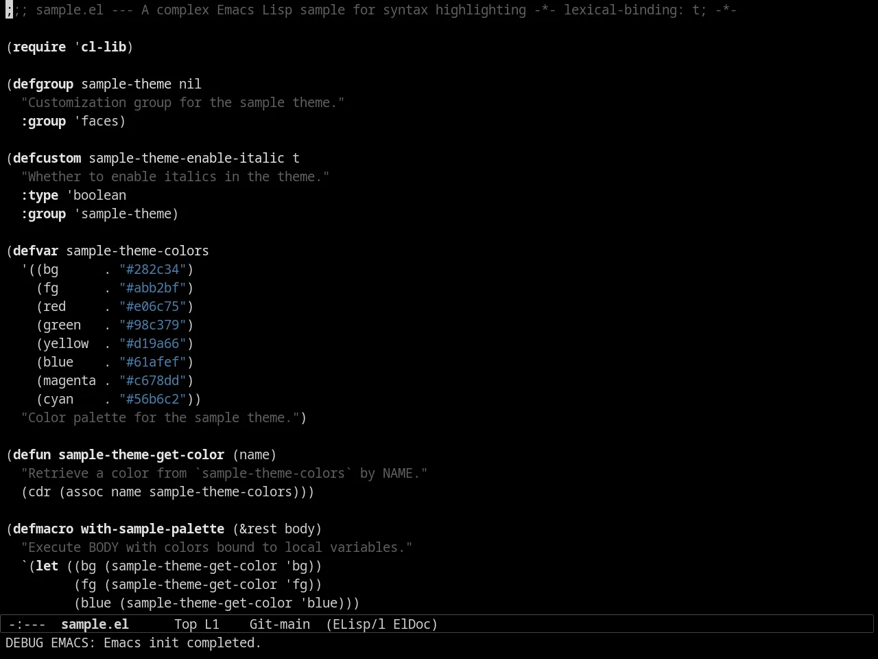 Sexy Monochrome Theme in emacs-lisp-mode