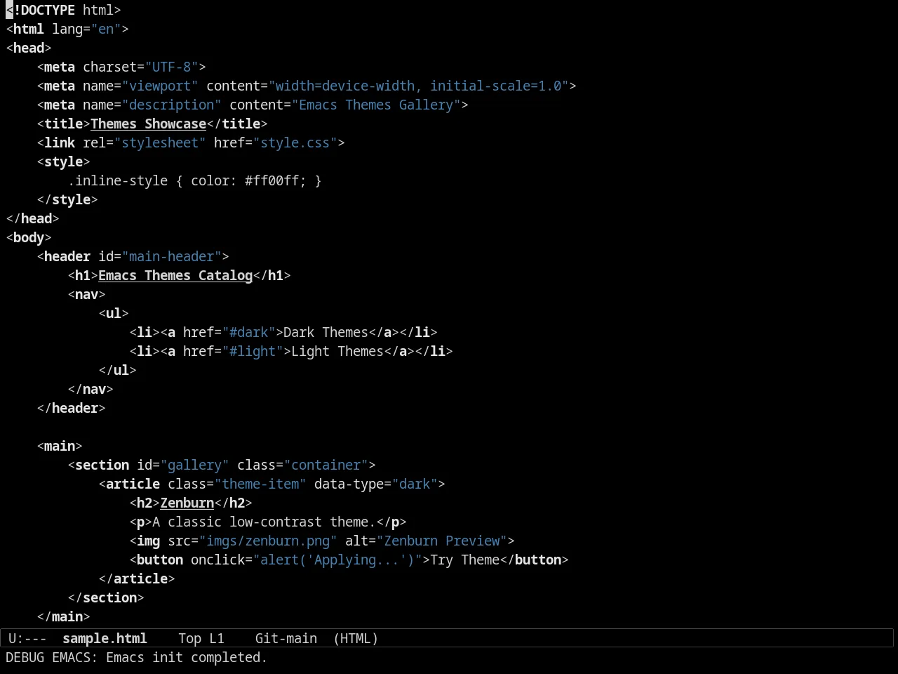 Sexy Monochrome Theme in html-mode