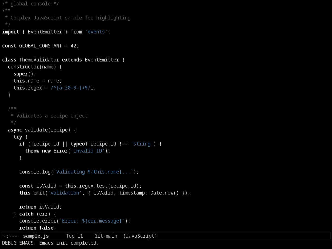 Sexy Monochrome Theme in javascript-mode