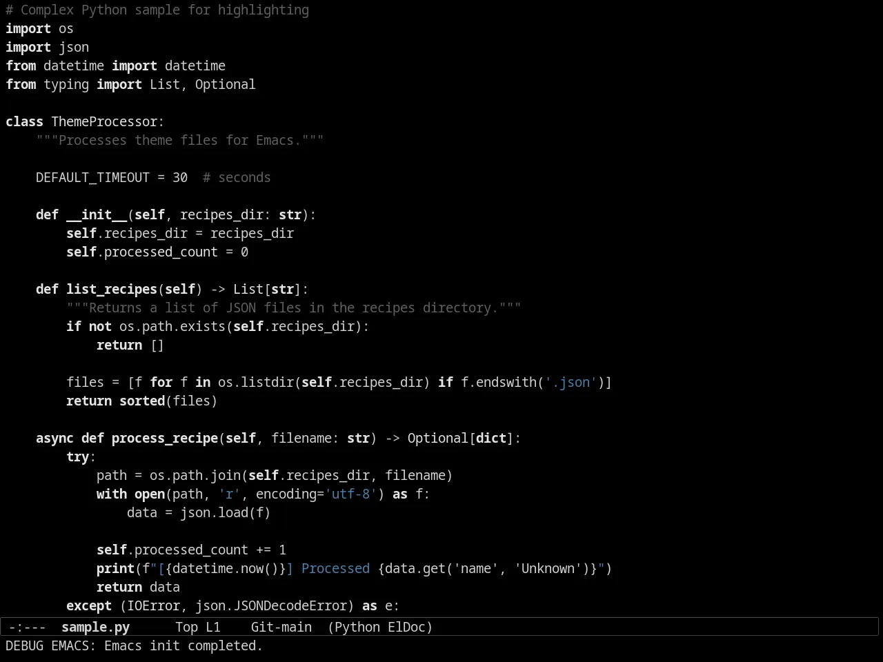 Sexy Monochrome Theme in python-mode