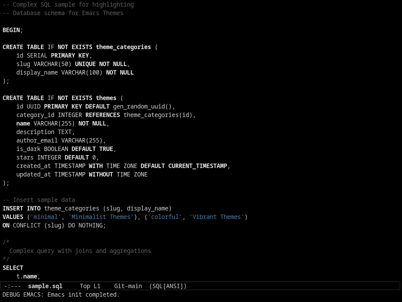 Sexy Monochrome Theme in sql-mode
