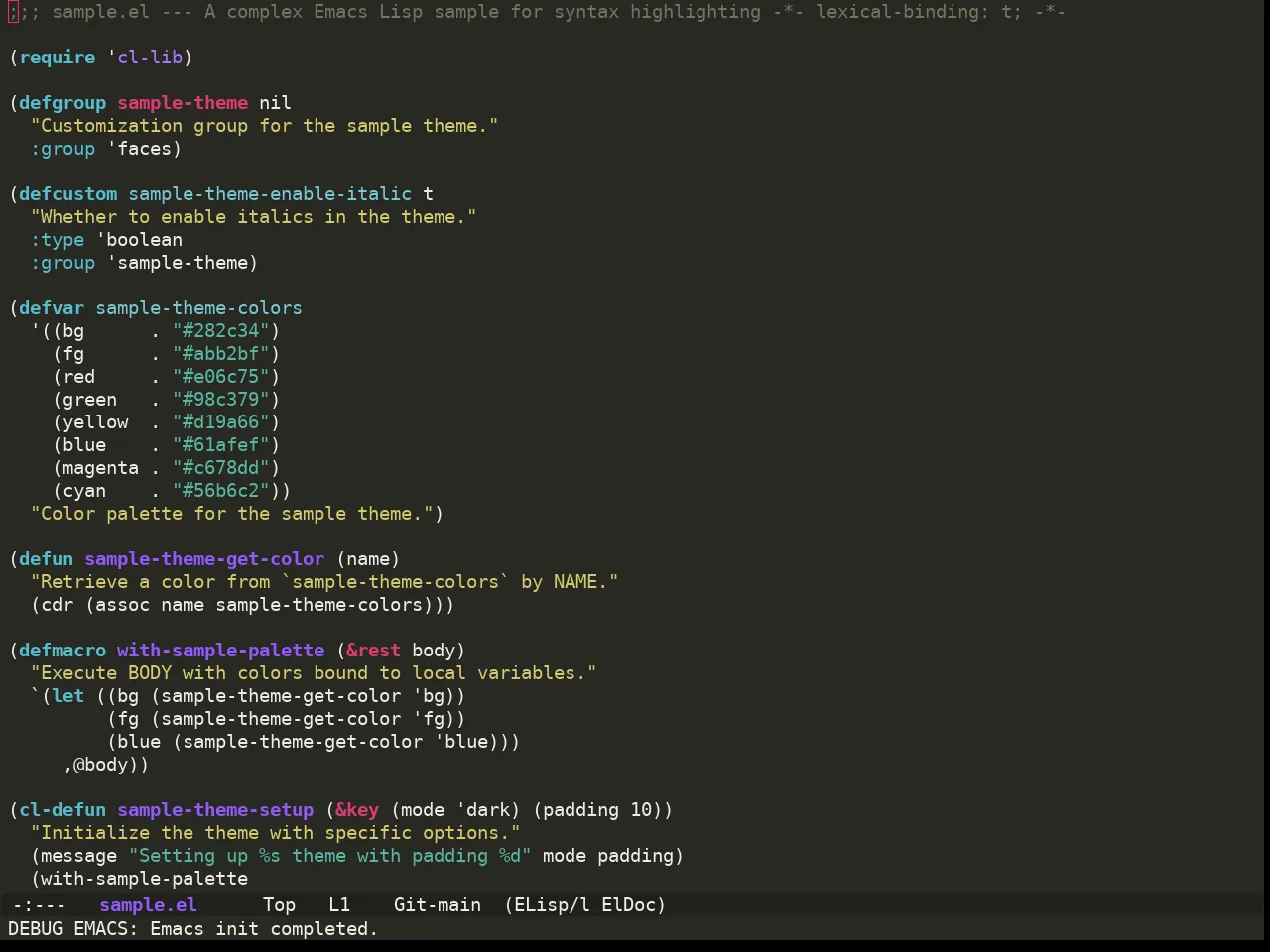Ewal Sexy Monokai Theme in emacs-lisp-mode
