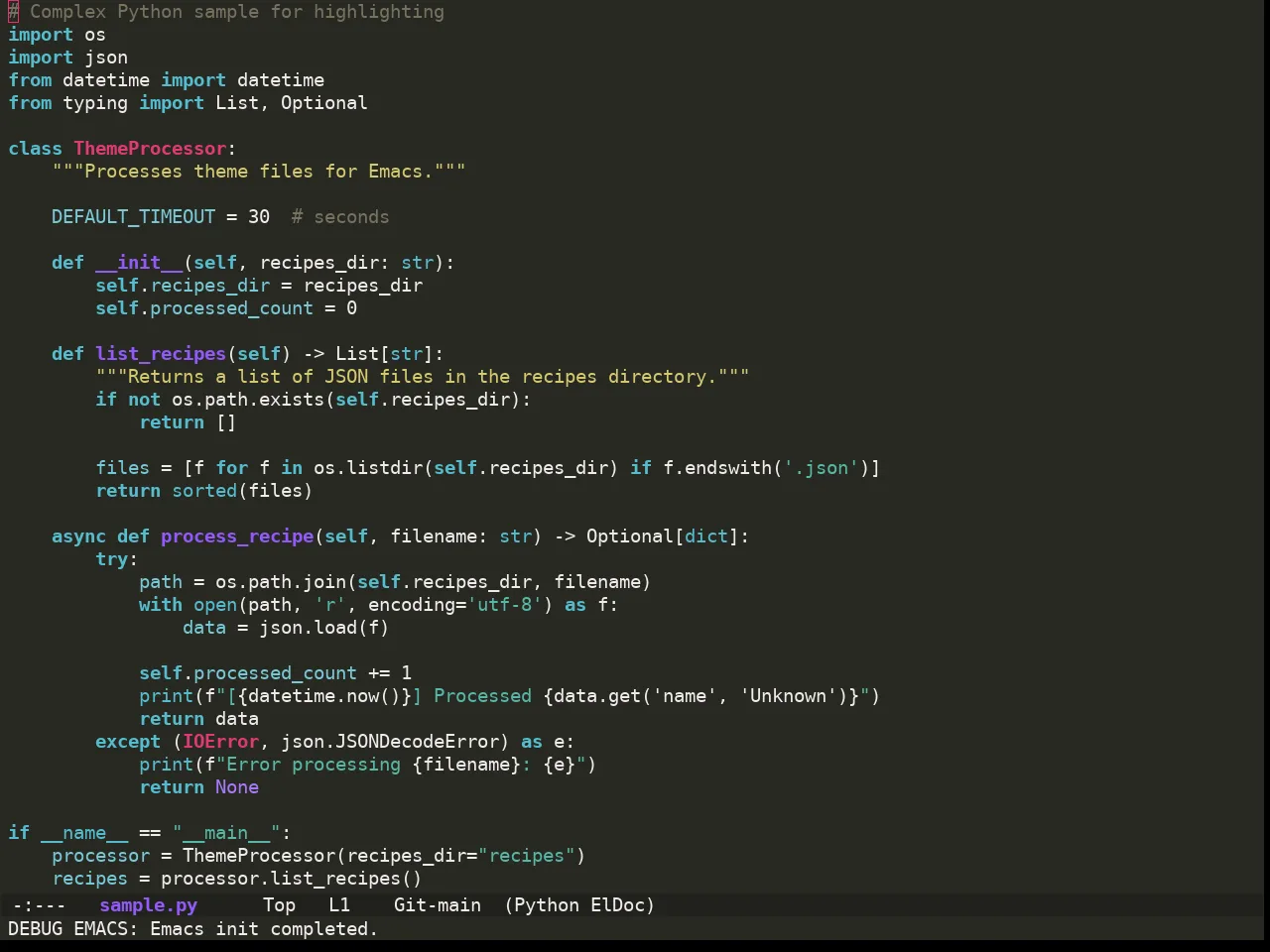 Ewal Sexy Monokai Theme in python-mode