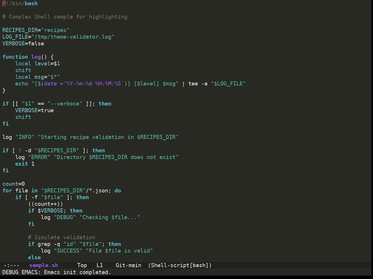 Ewal Sexy Monokai Theme in sh-mode
