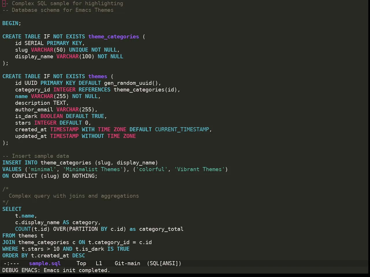 Ewal Sexy Monokai Theme in sql-mode