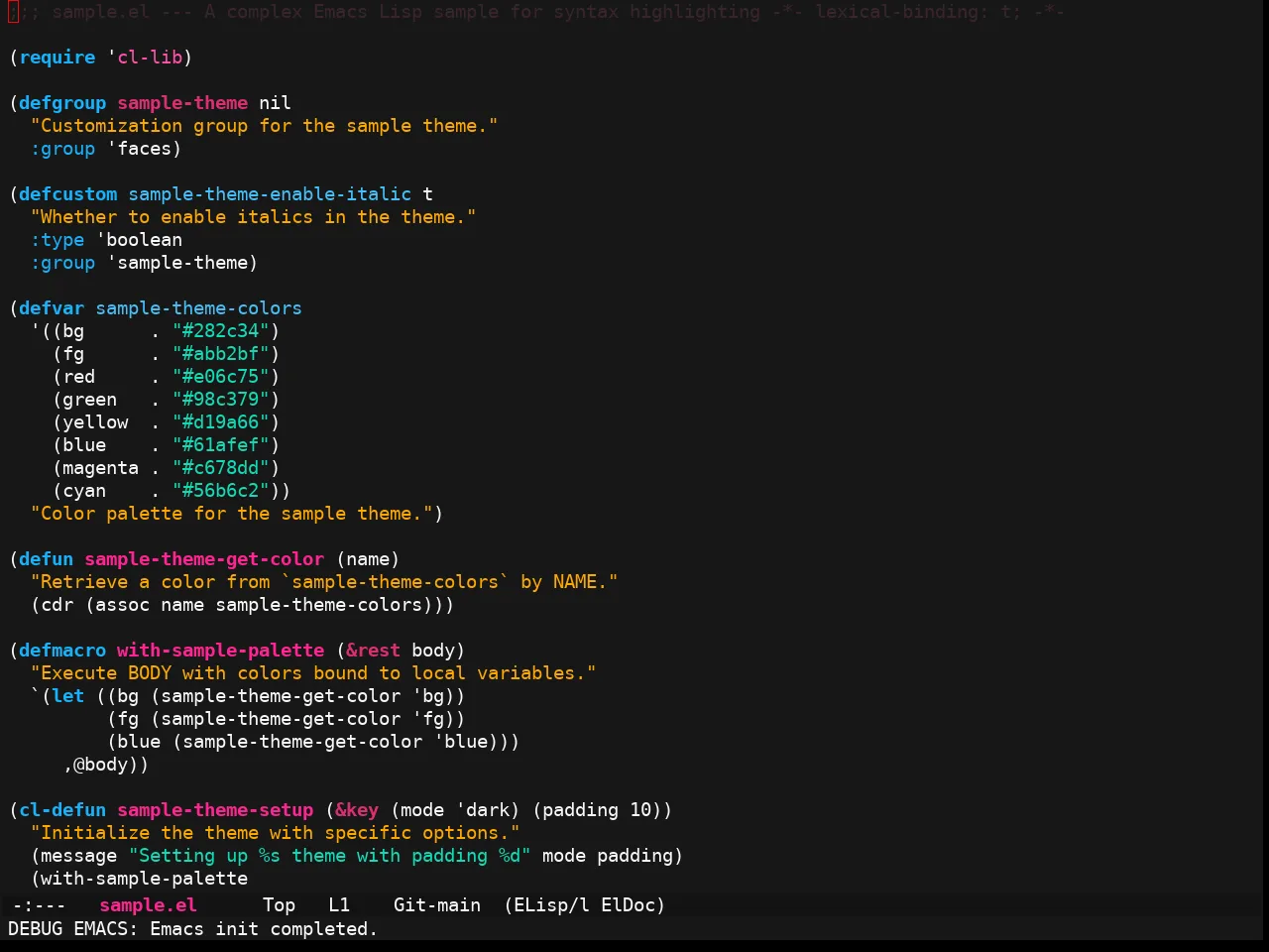 Ewal Sexy Neon Theme in emacs-lisp-mode
