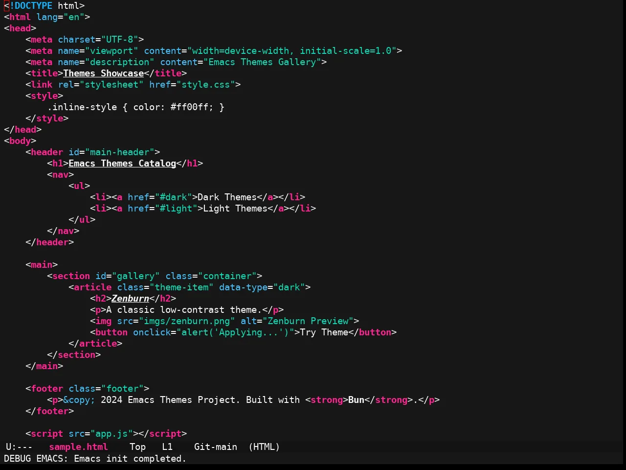 Ewal Sexy Neon Theme in html-mode