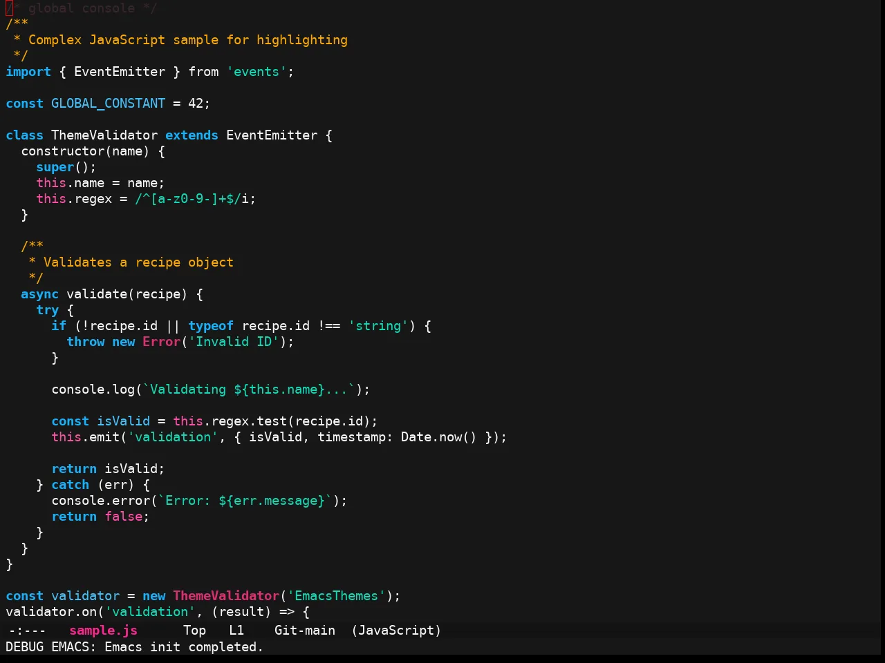 Ewal Sexy Neon Theme in javascript-mode