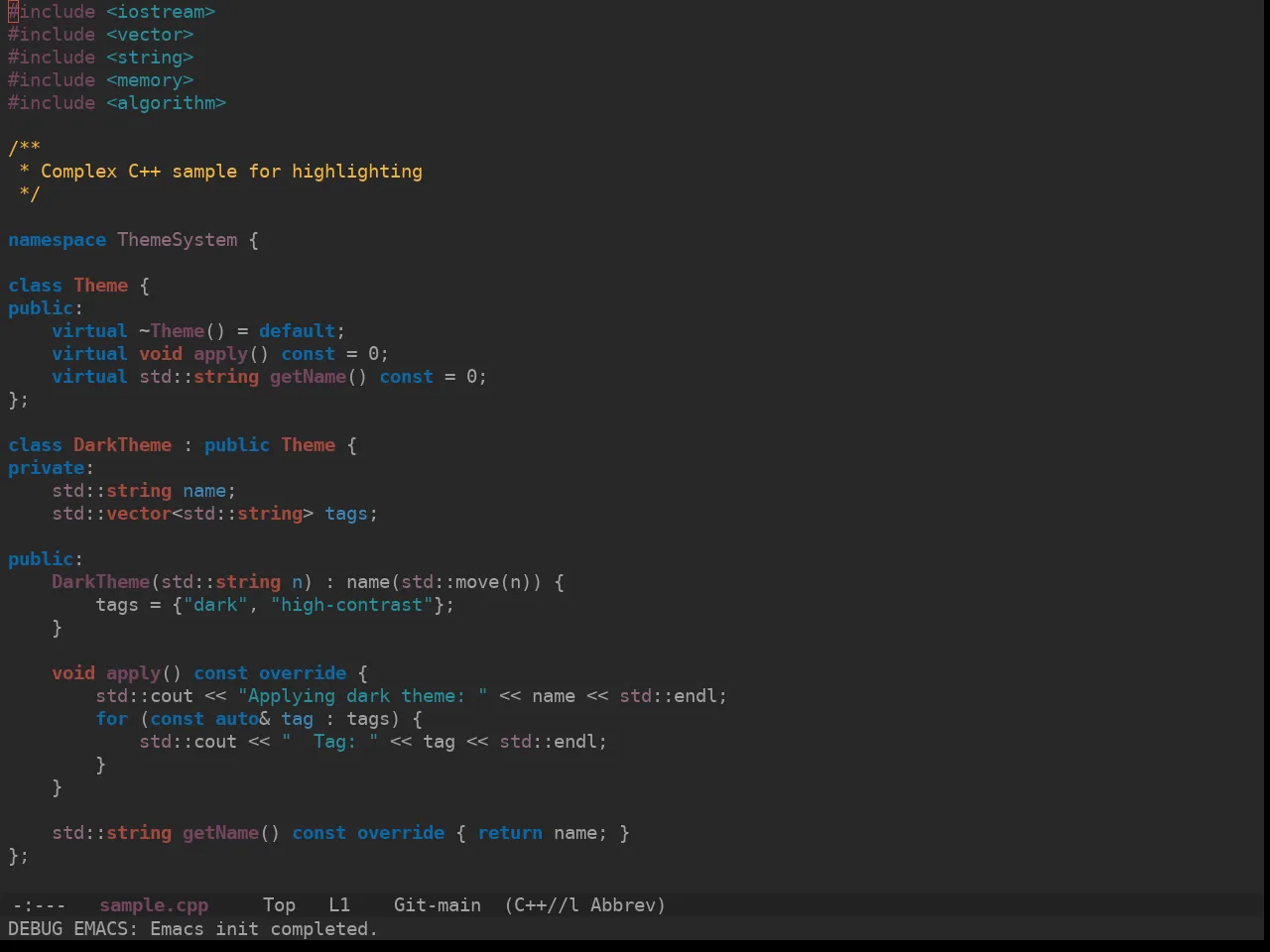Ewal Sexy Numixdarkest Theme in c++-mode