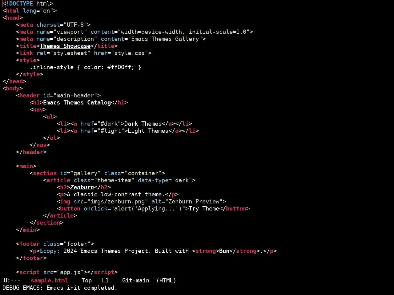 Ewal Sexy Orangish Theme in html-mode