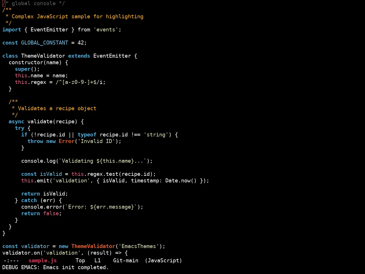 Ewal Sexy Orangish Theme in javascript-mode
