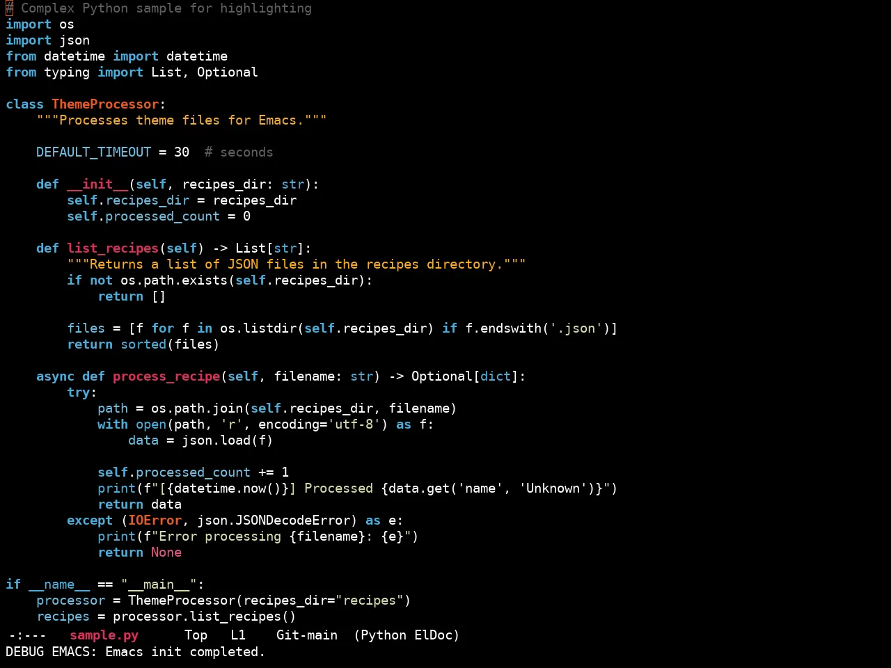 Ewal Sexy Orangish Theme in python-mode