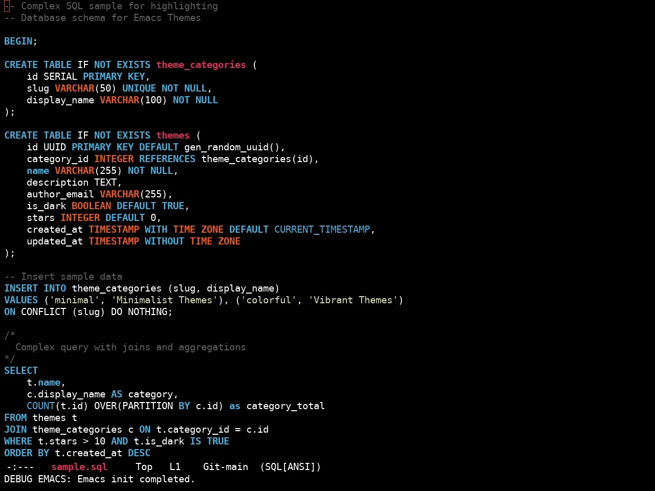 Ewal Sexy Orangish Theme in sql-mode