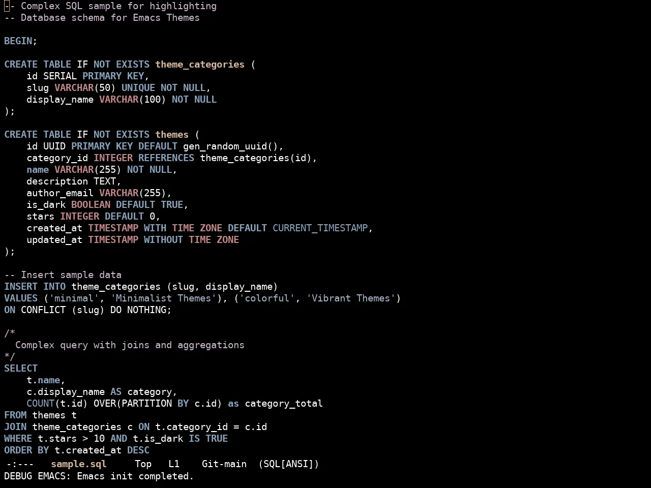 Ewal Sexy Rydgel Theme in sql-mode
