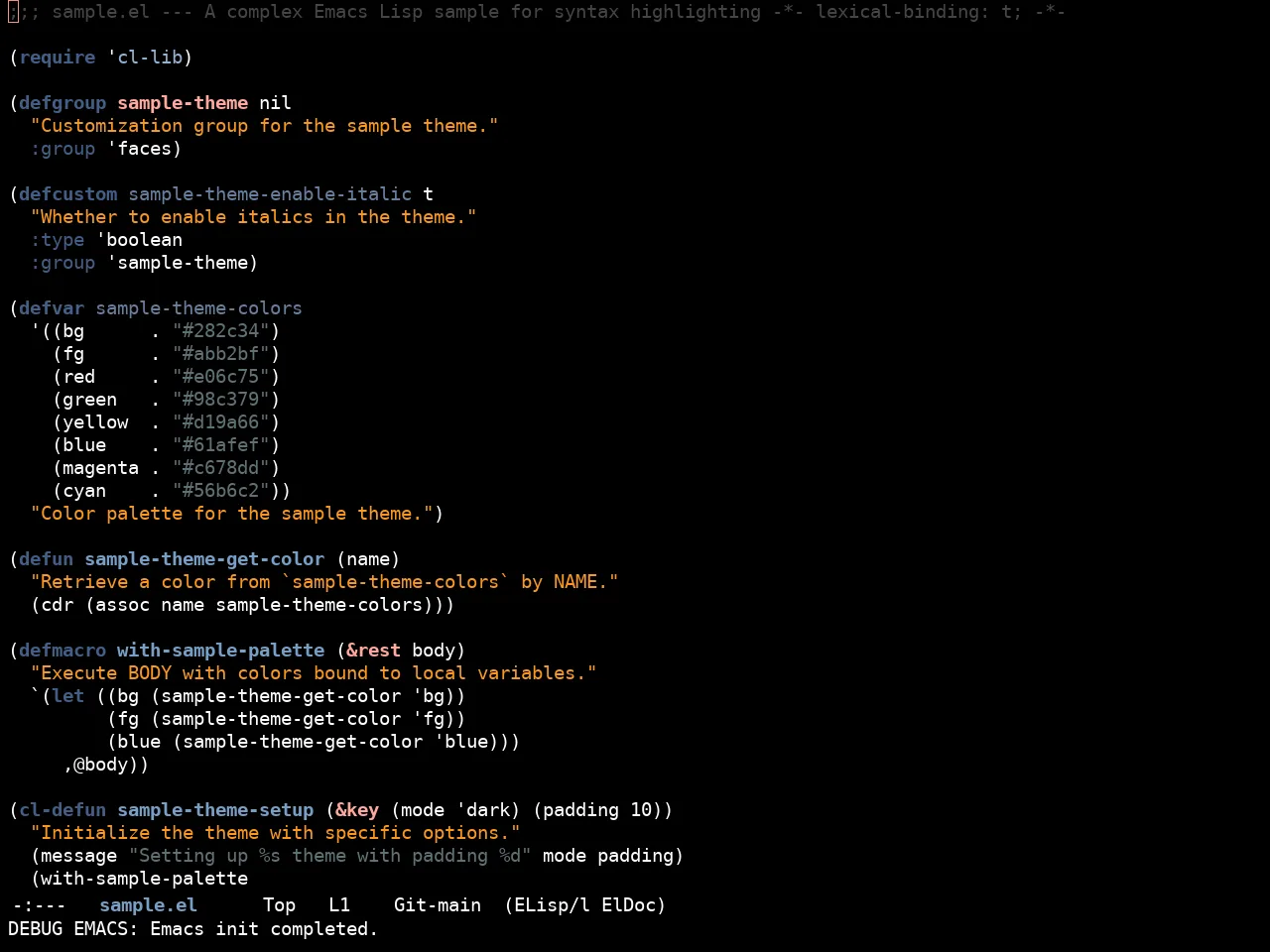 Ewal Sexy Sexcolors Theme in emacs-lisp-mode
