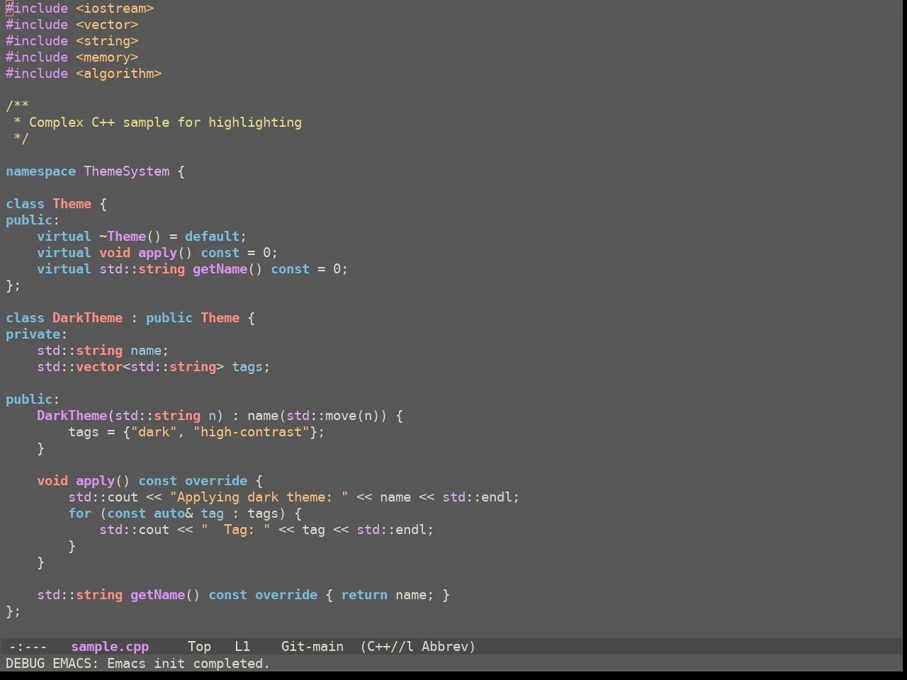 Ewal Sexy Simple Rainbow Theme in c++-mode