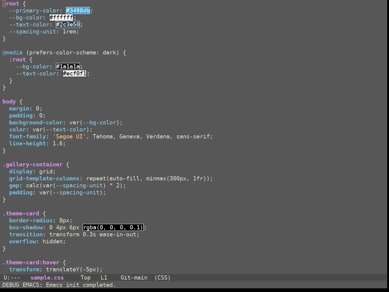 Ewal Sexy Simple Rainbow Theme in css-mode