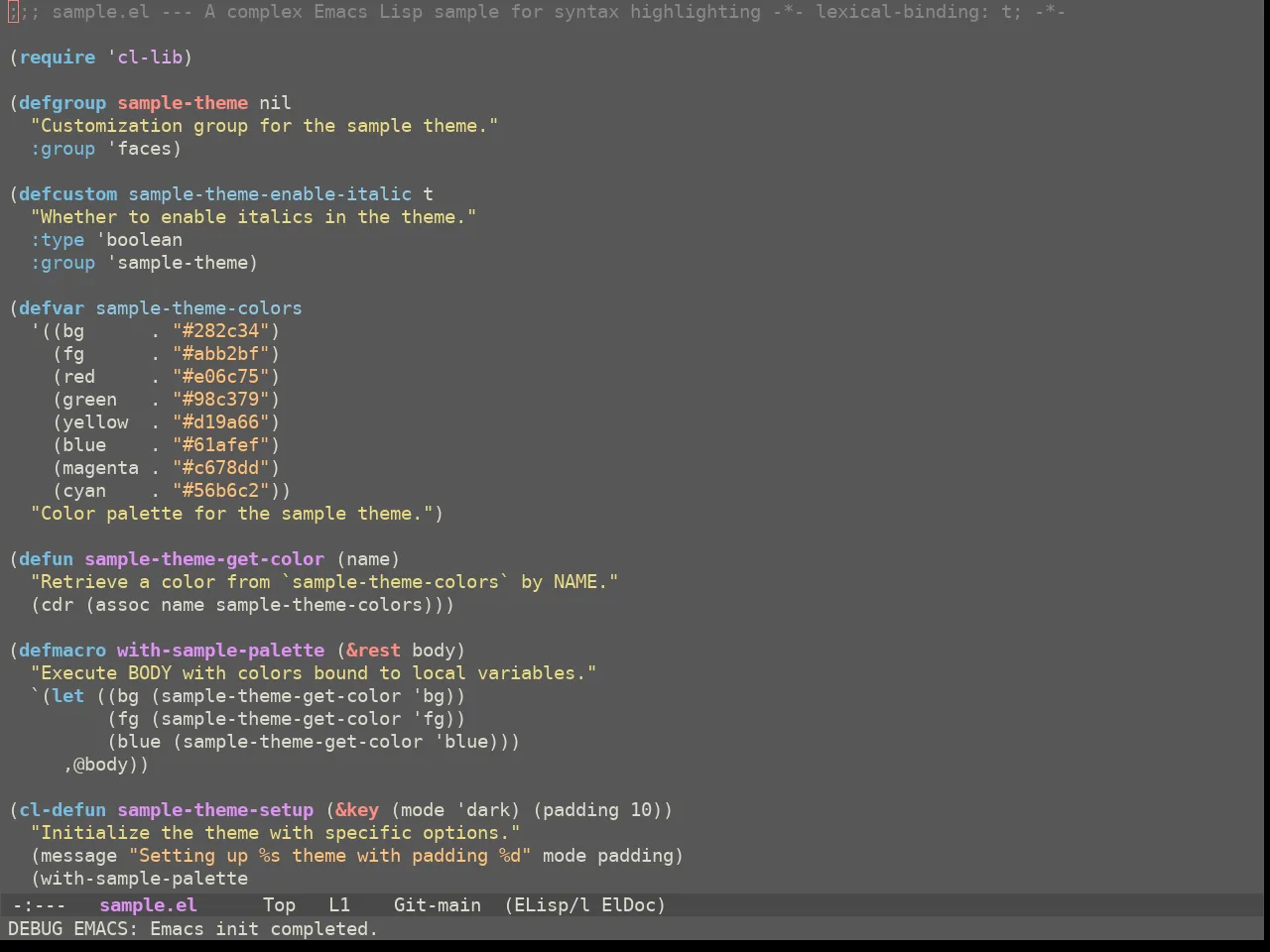 Ewal Sexy Simple Rainbow Theme in emacs-lisp-mode