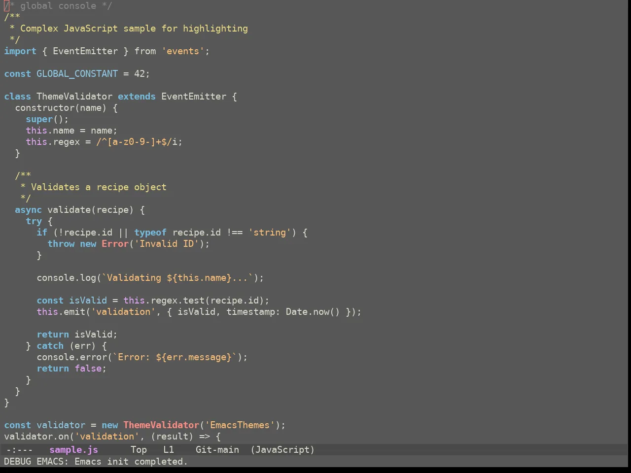 Ewal Sexy Simple Rainbow Theme in javascript-mode