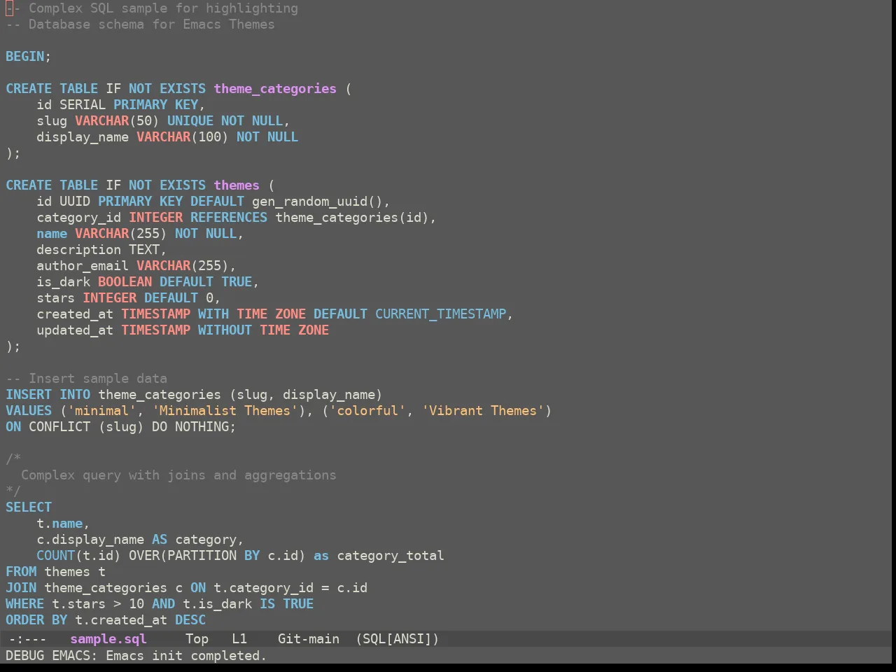 Ewal Sexy Simple Rainbow Theme in sql-mode
