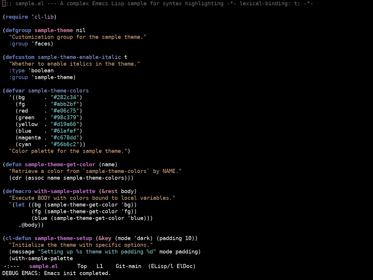 Ewal Sexy Splurge Theme in emacs-lisp-mode