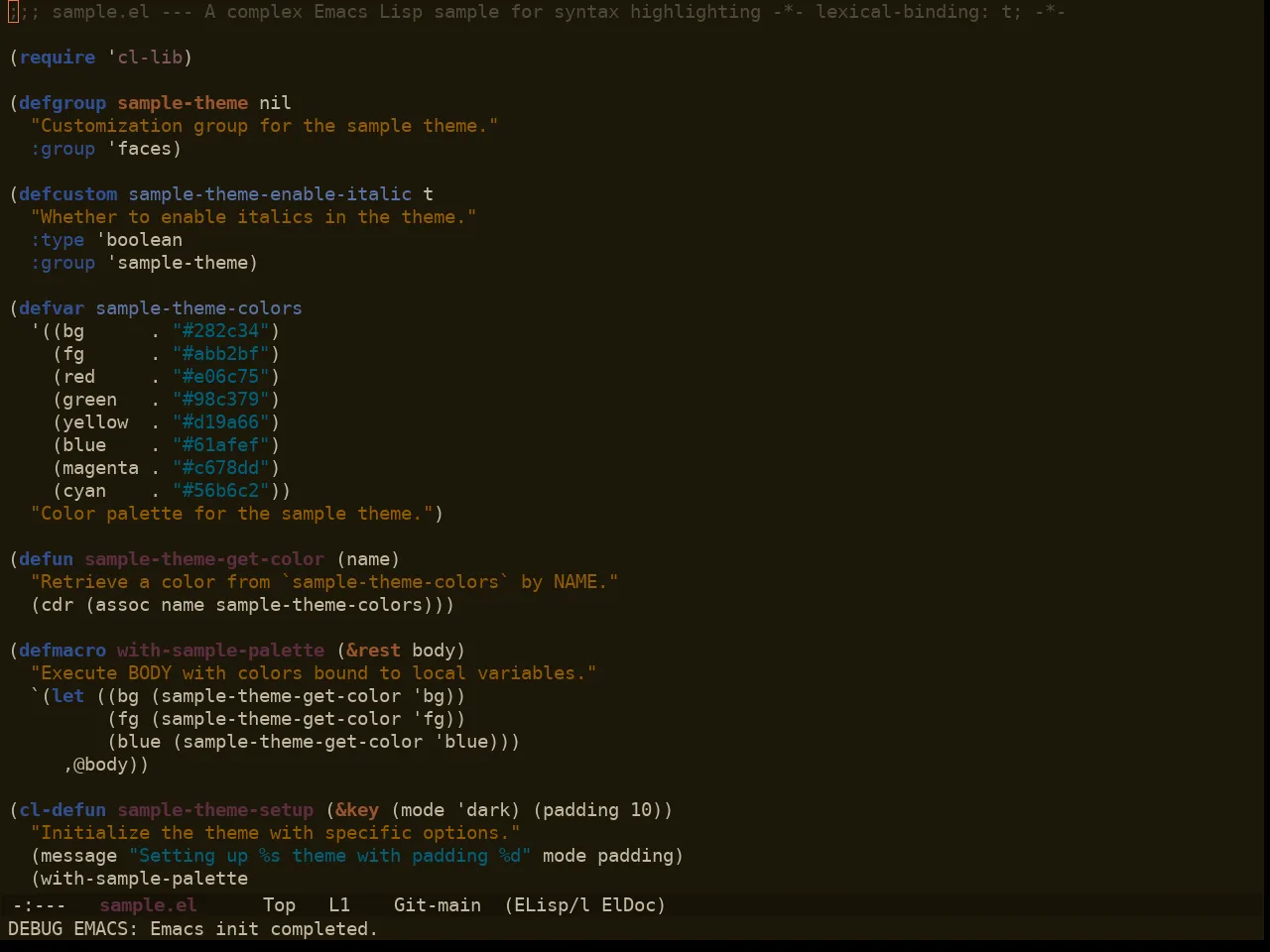 Ewal Sexy Swayr Theme in emacs-lisp-mode