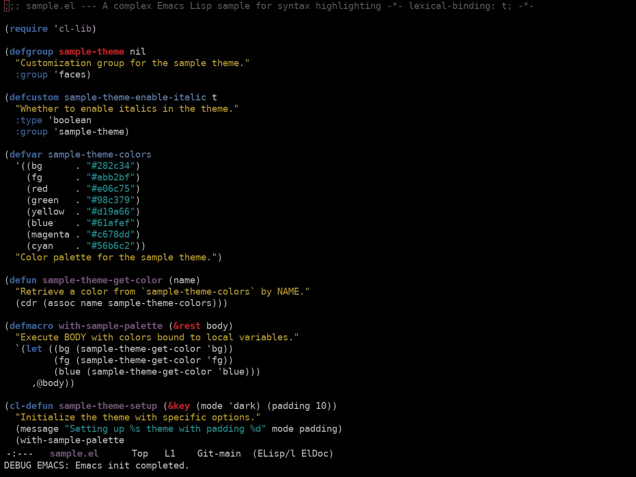 Ewal Sexy Tango Theme in emacs-lisp-mode