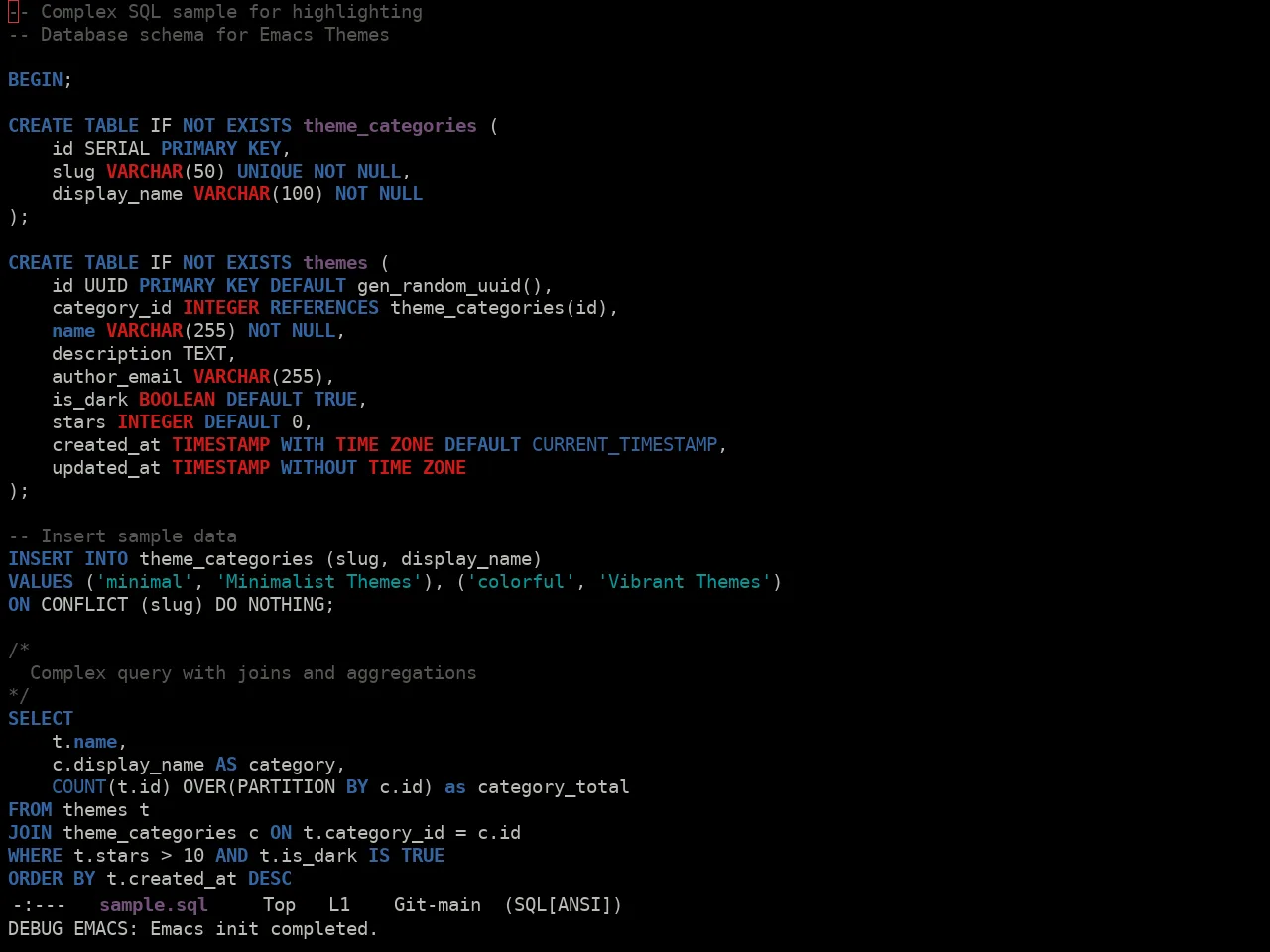 Ewal Sexy Tango Theme in sql-mode