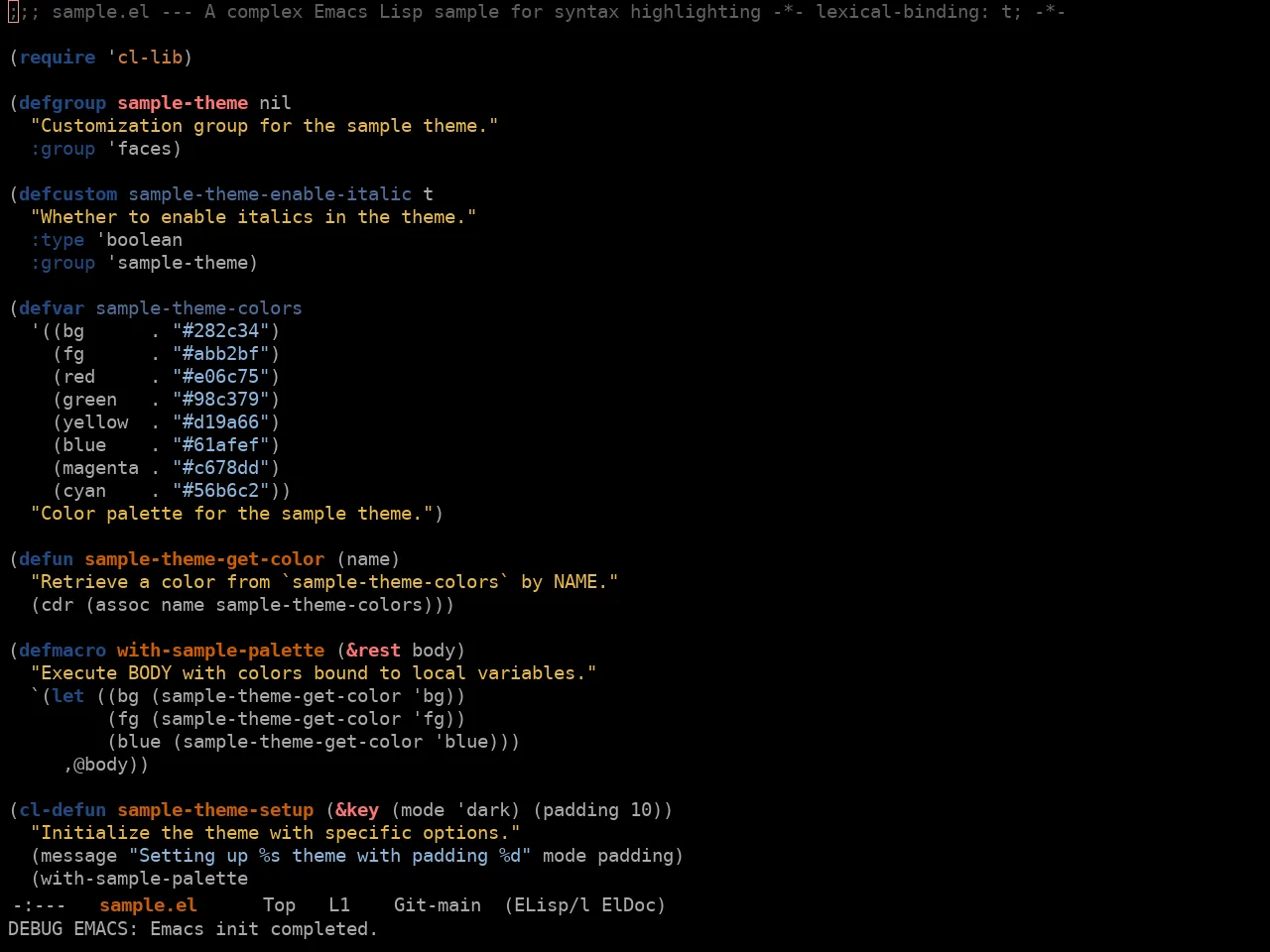 Ewal Sexy Tangoesque Theme in emacs-lisp-mode