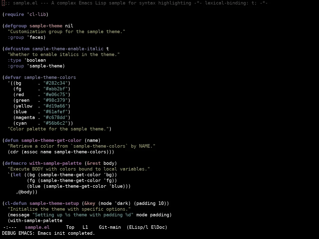 Ewal Sexy Thwump Theme in emacs-lisp-mode