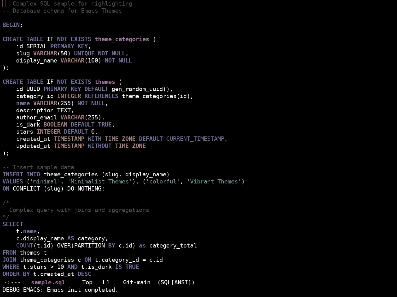Ewal Sexy Thwump Theme in sql-mode