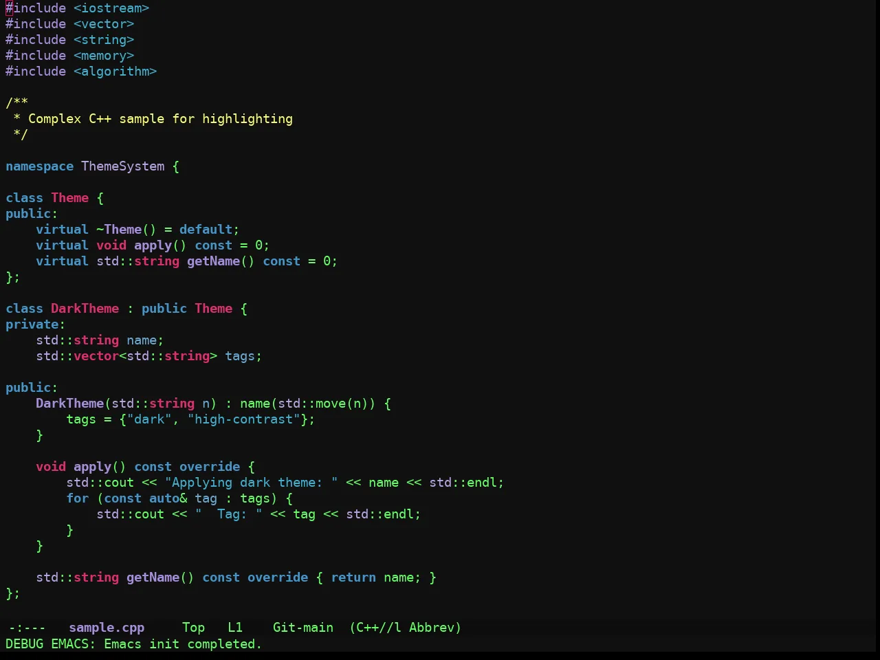 Ewal Sexy Tlh Theme in c++-mode