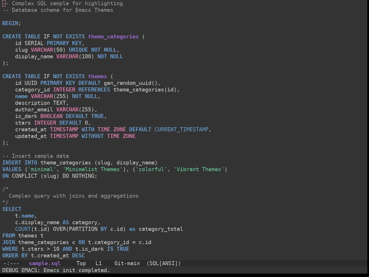 Ewal Sexy Visibone Alt 2 Theme in sql-mode