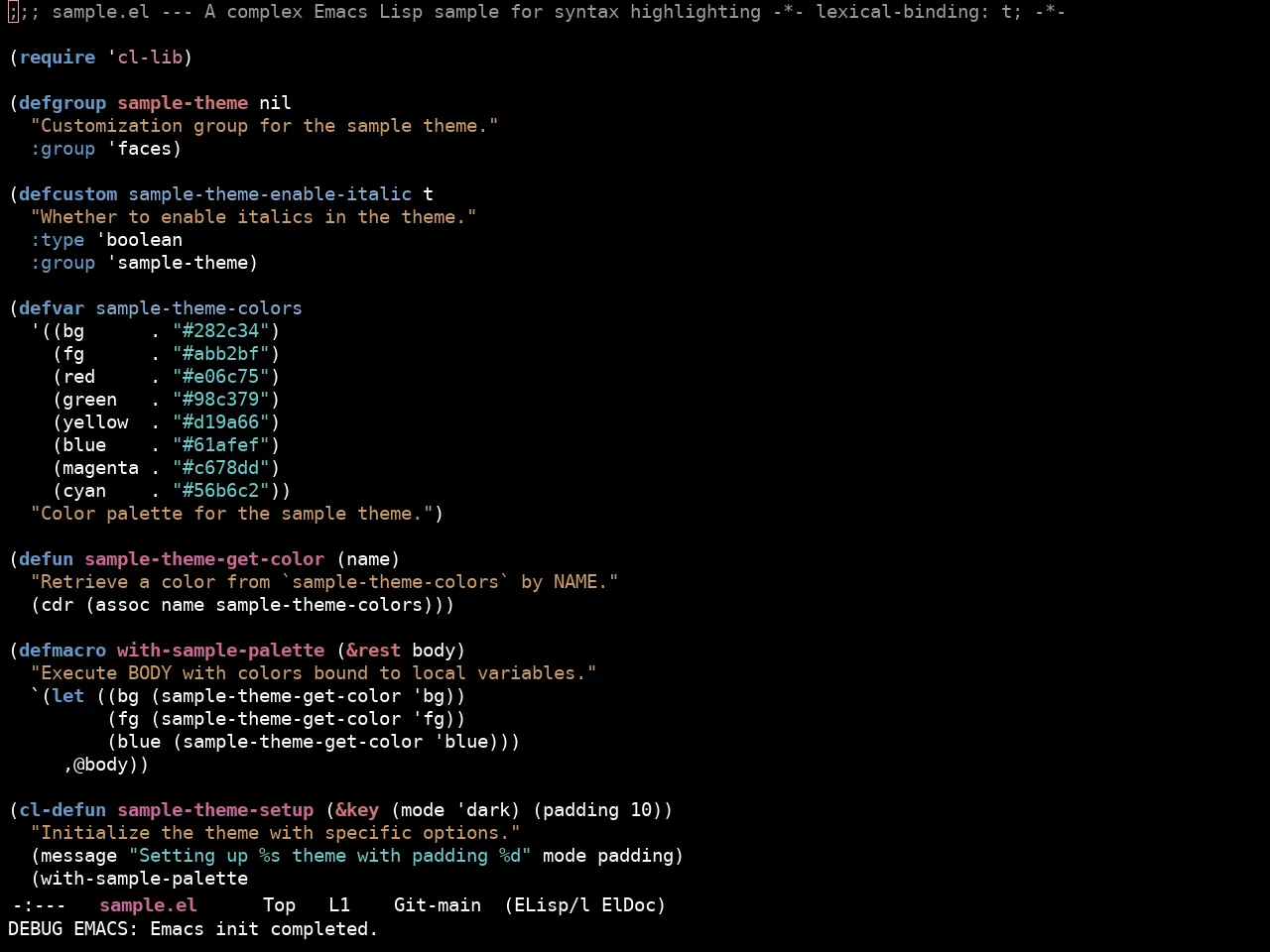 Ewal Sexy Visibone Theme in emacs-lisp-mode
