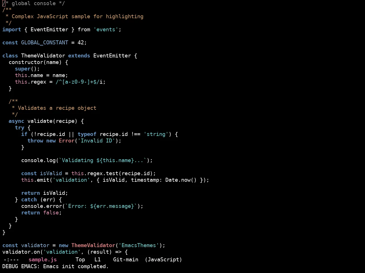 Ewal Sexy Visibone Theme in javascript-mode