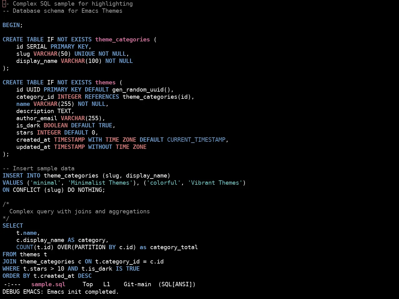 Ewal Sexy Visibone Theme in sql-mode