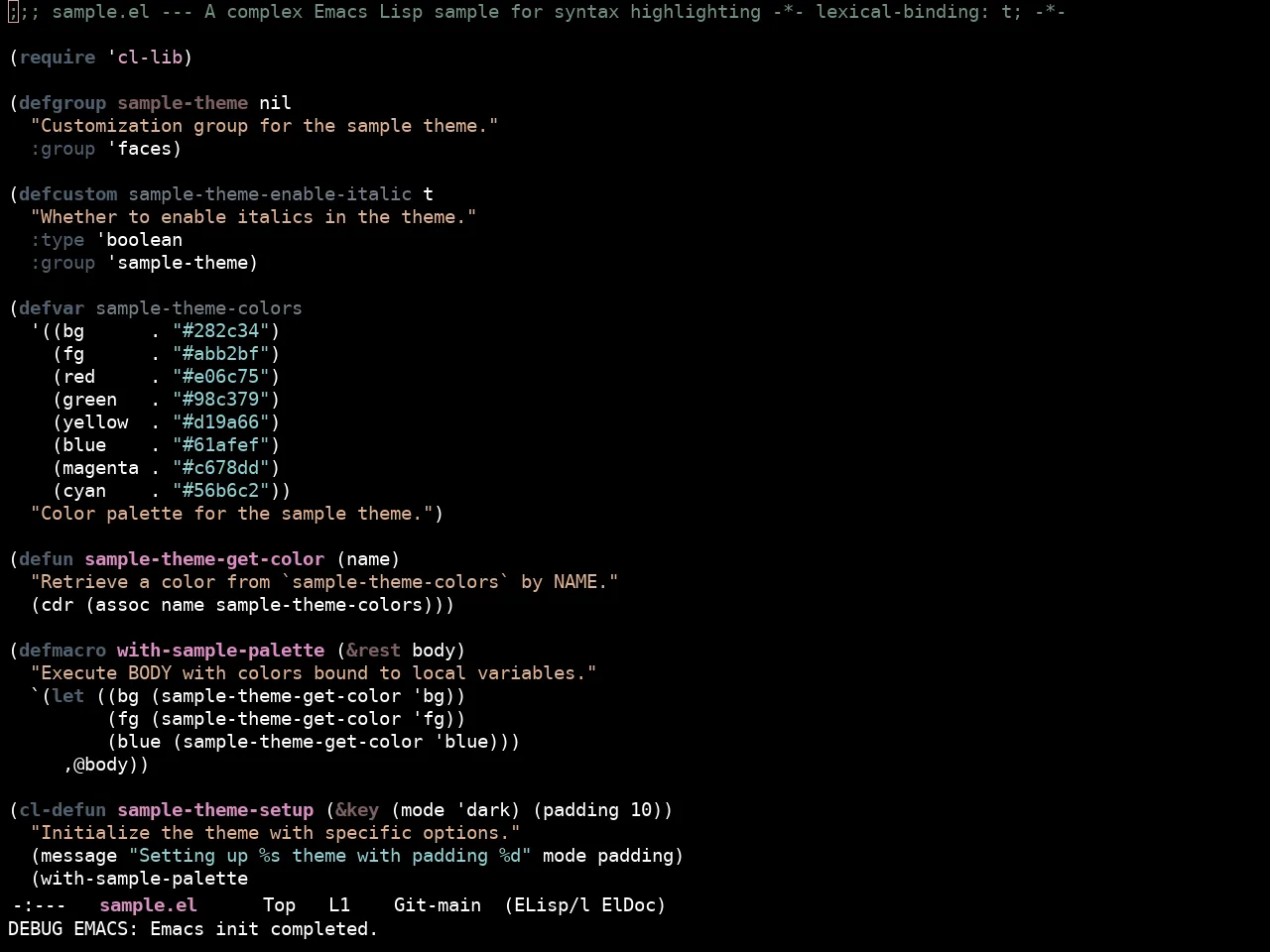 Ewal Sexy Zenburn Theme in emacs-lisp-mode