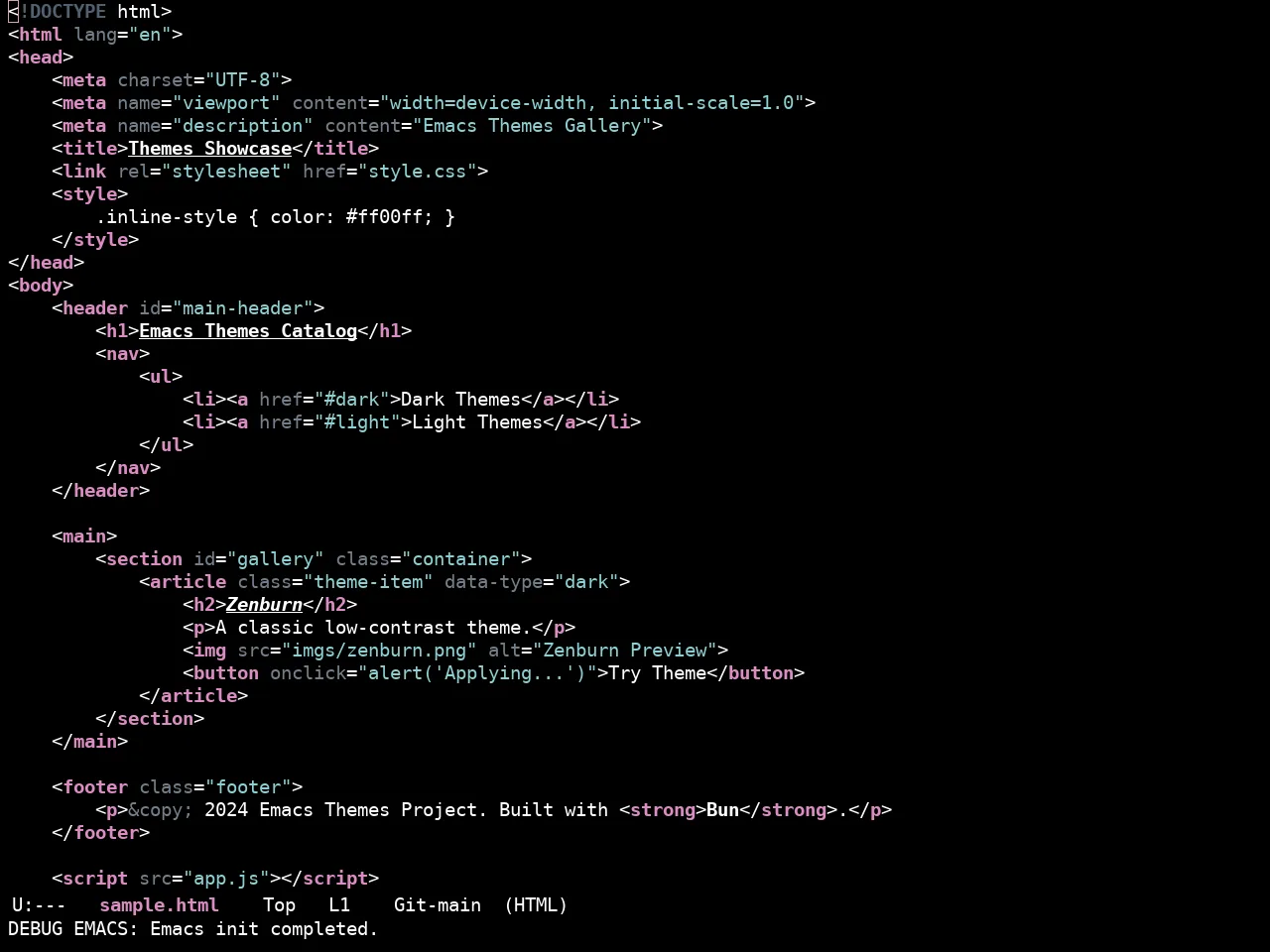Ewal Sexy Zenburn Theme in html-mode