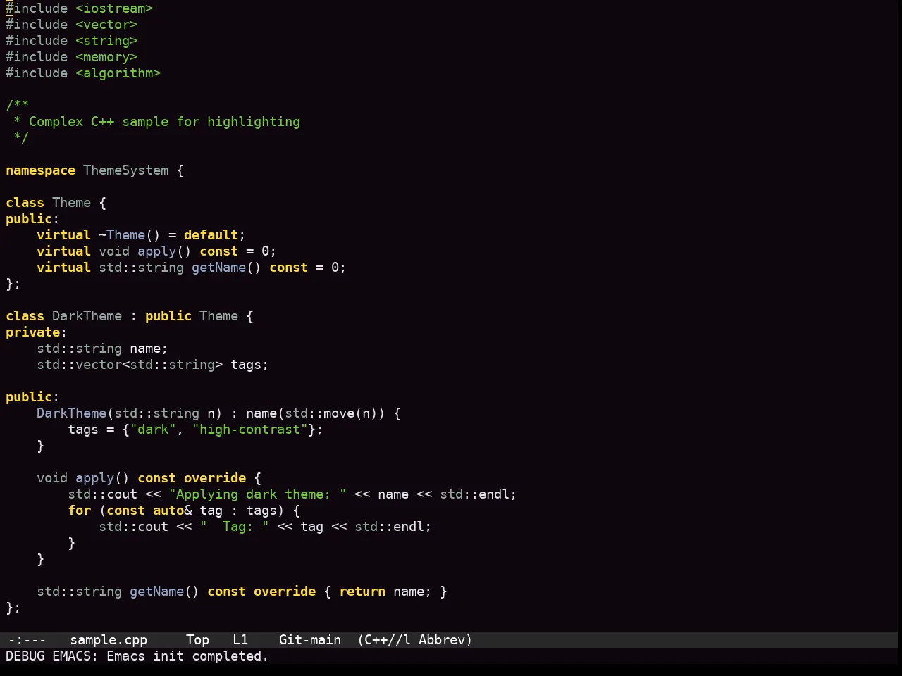 Sexy Theme in c++-mode