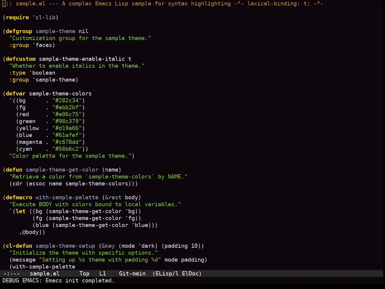 Sexy Theme in emacs-lisp-mode
