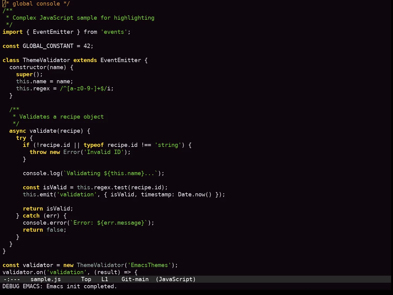 Sexy Theme in javascript-mode