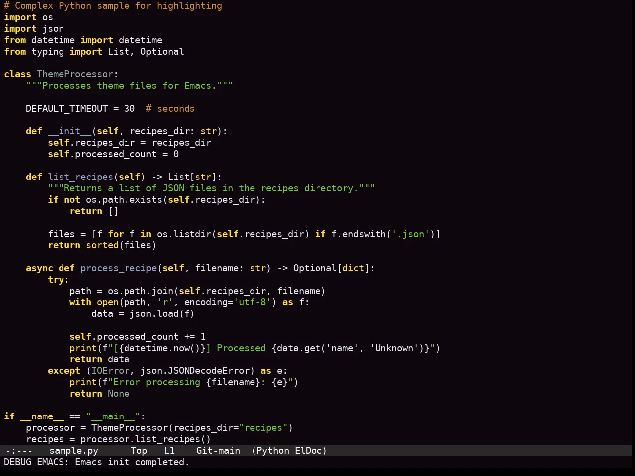 Sexy Theme in python-mode
