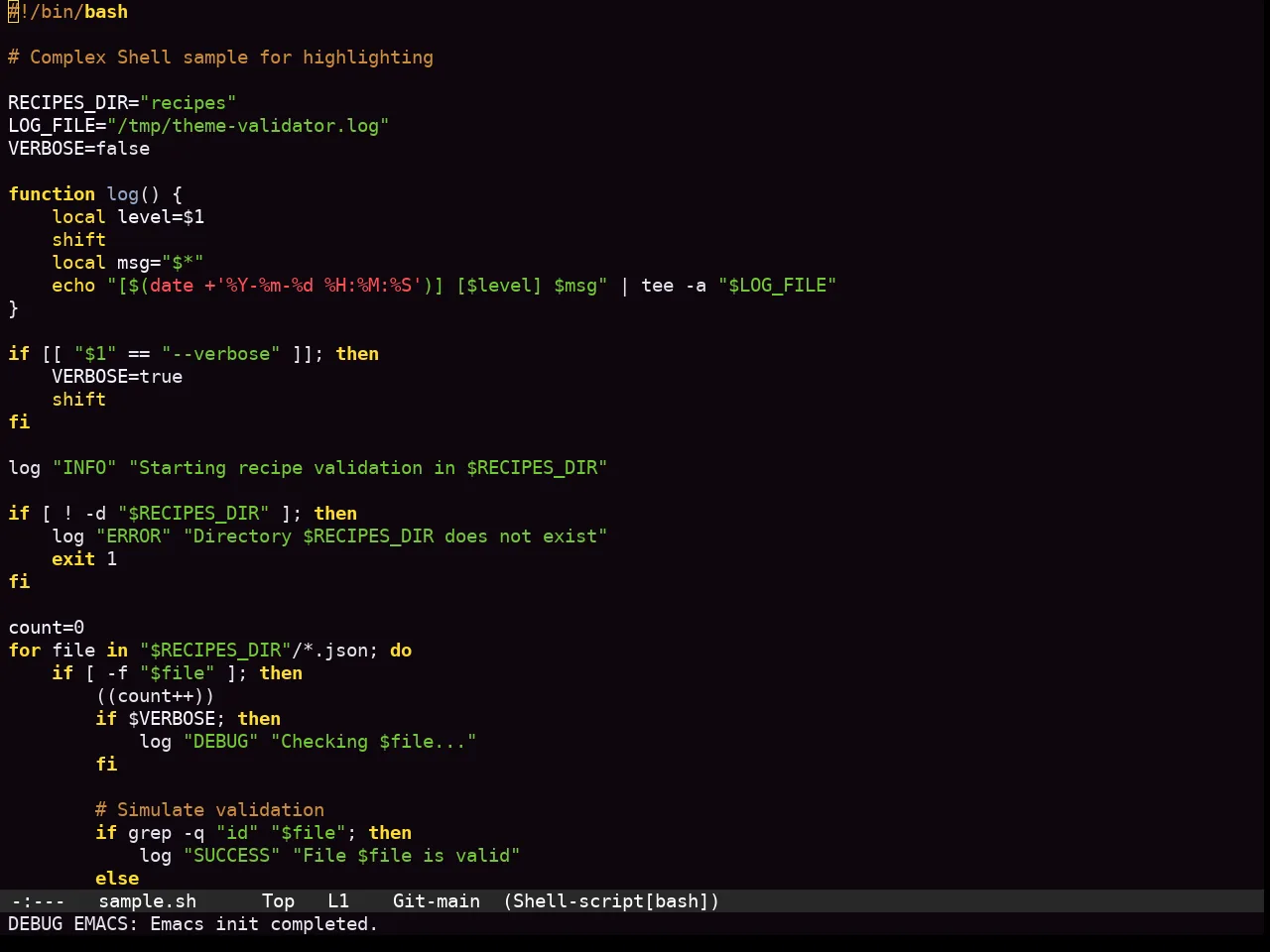 Sexy Theme in sh-mode