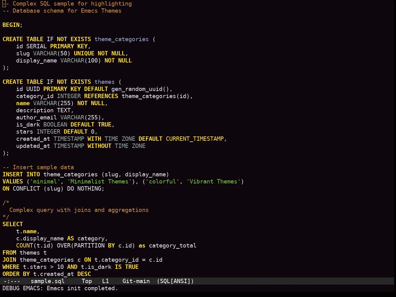 Sexy Theme in sql-mode