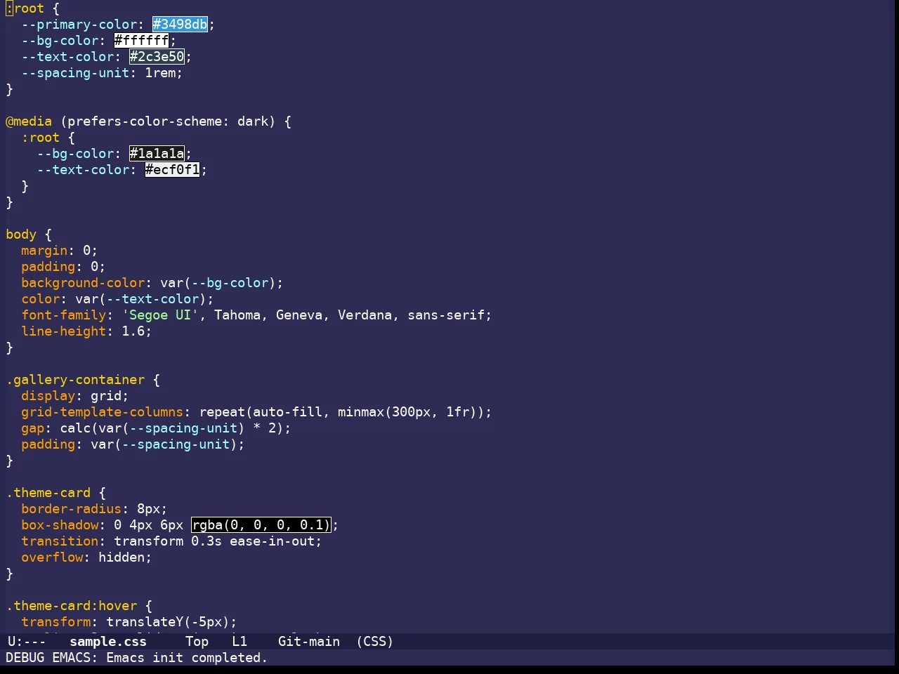 Shades Of Purple Theme in css-mode