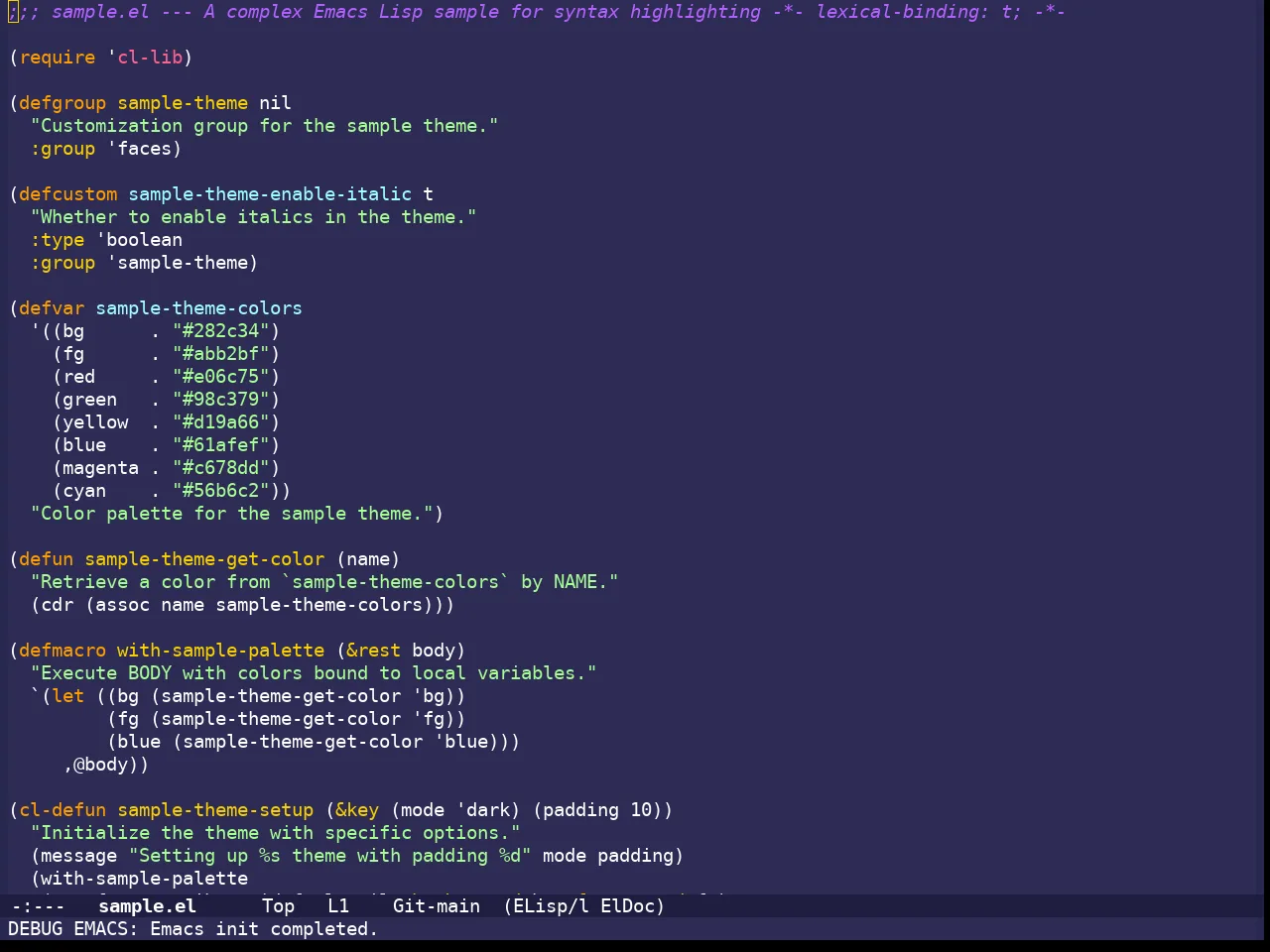 Shades Of Purple Theme in emacs-lisp-mode