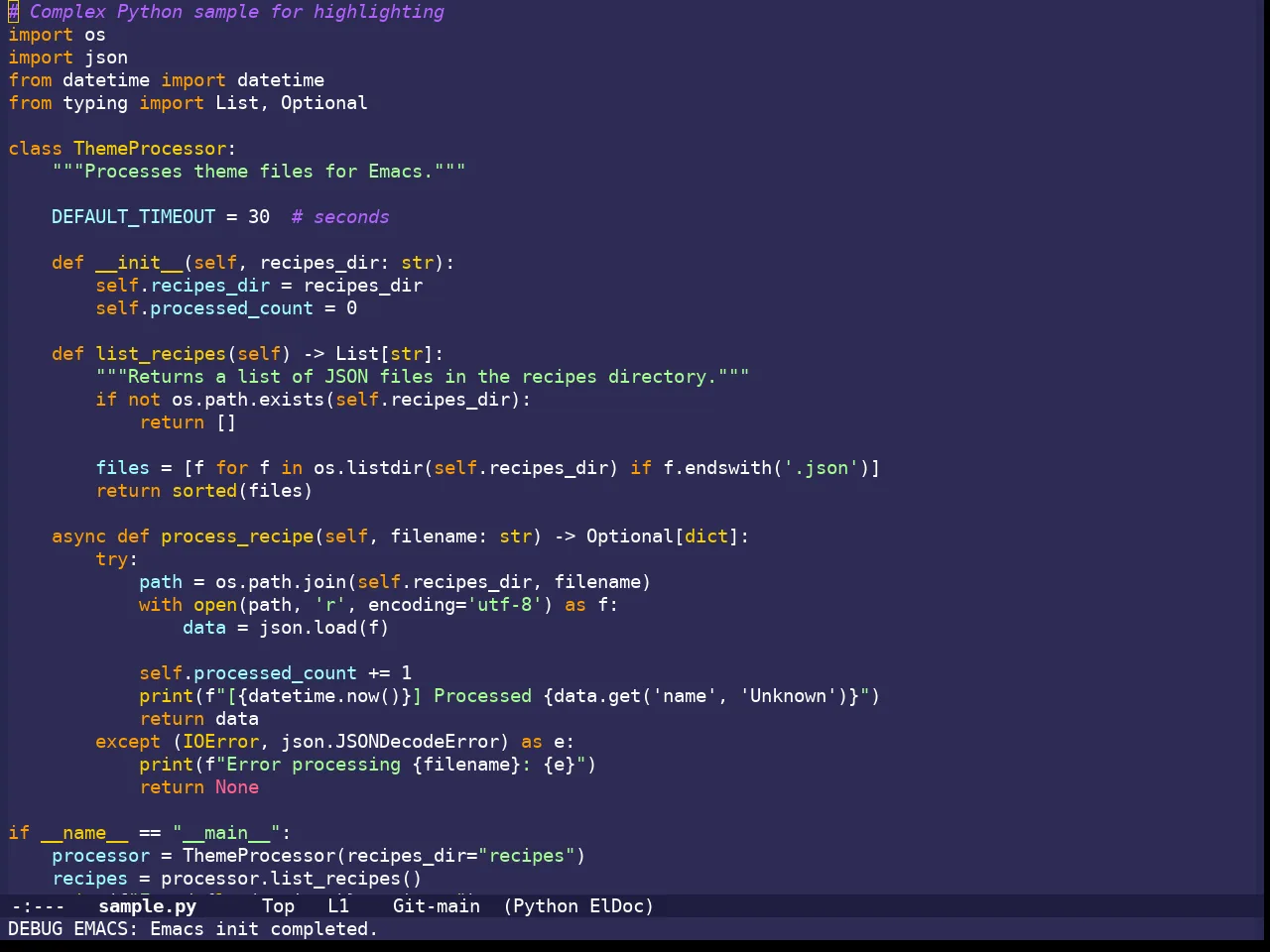 Shades Of Purple Theme in python-mode