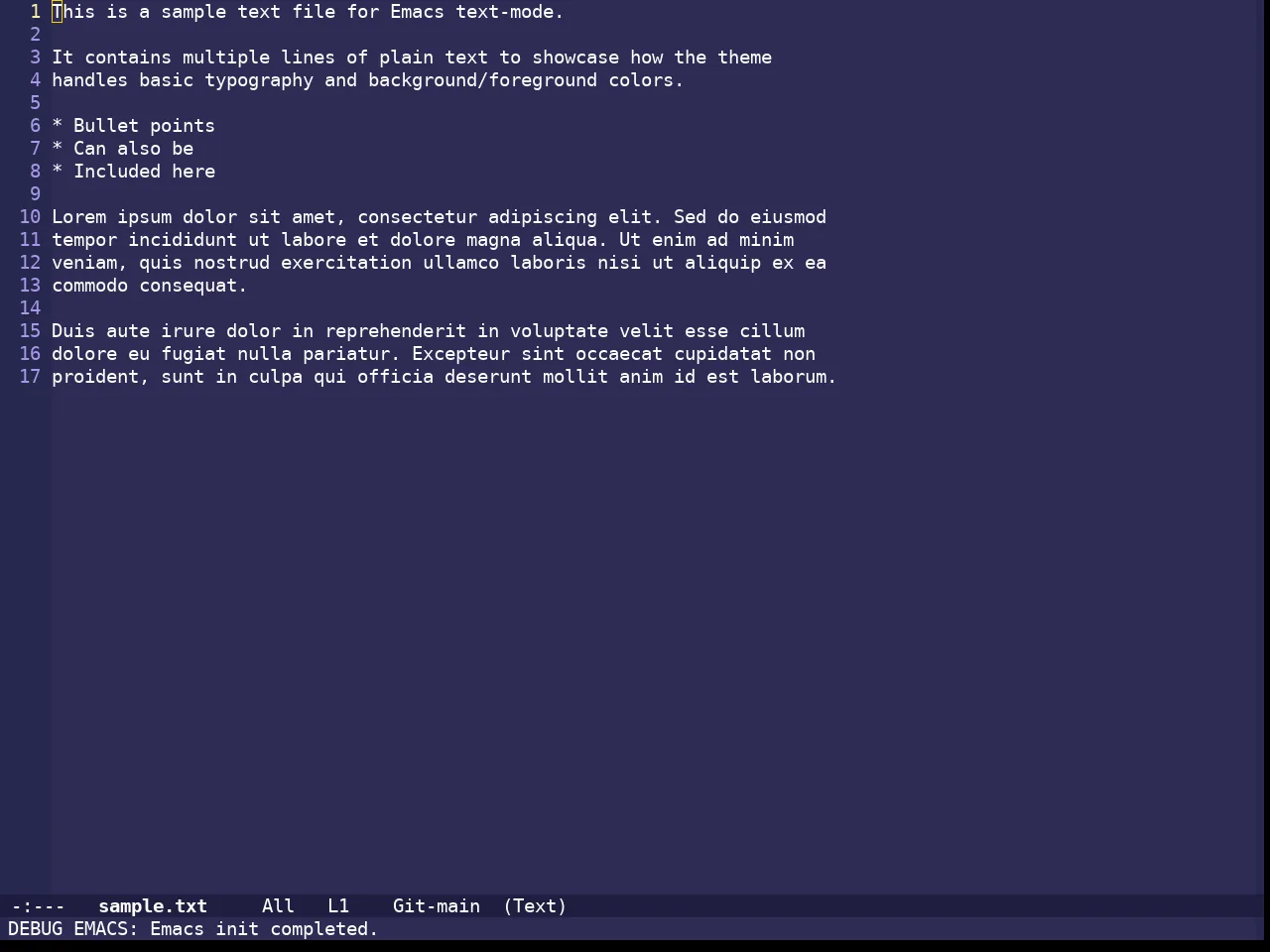 Shades Of Purple Theme in text-mode