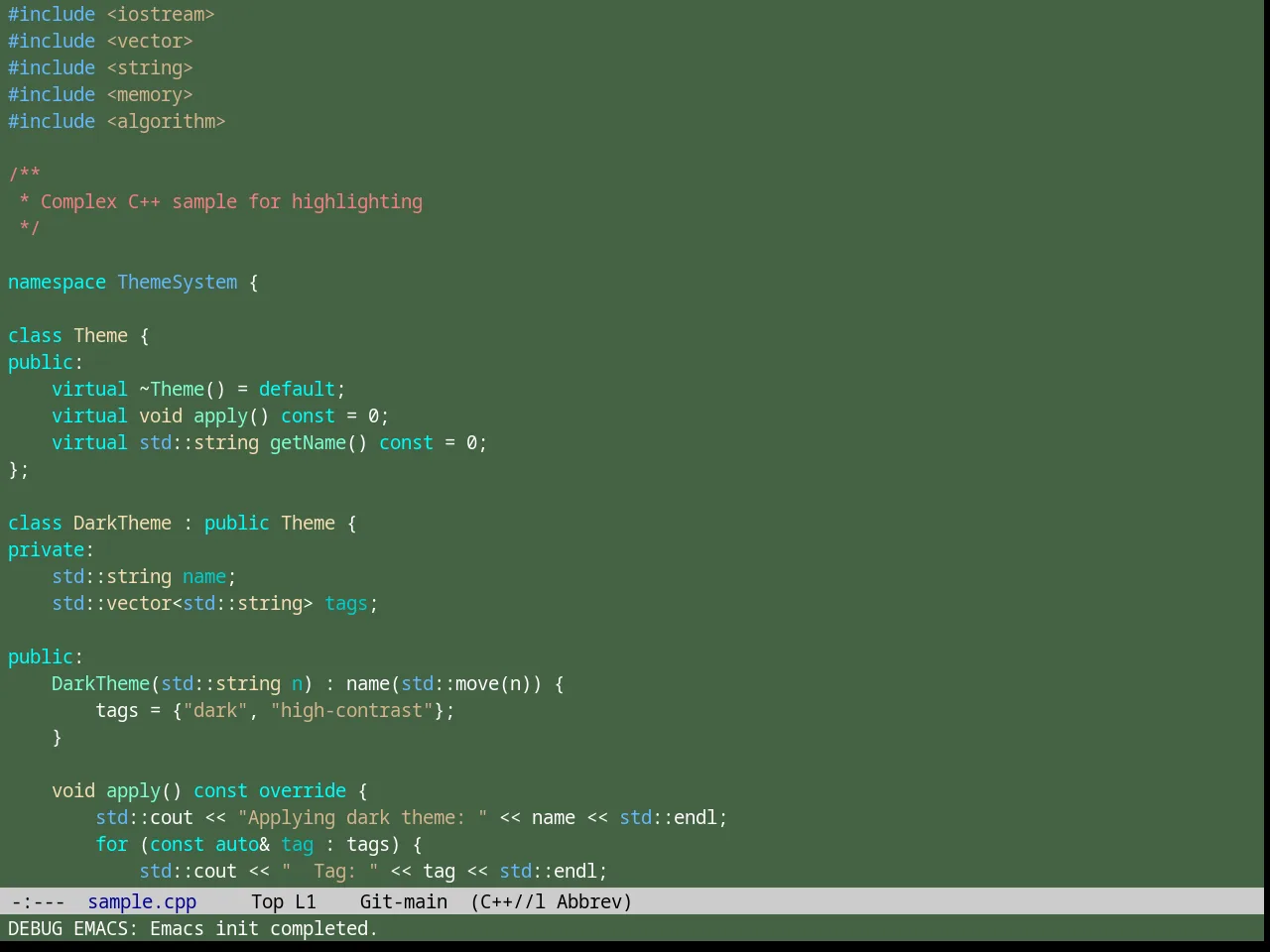 Shaman Theme in c++-mode